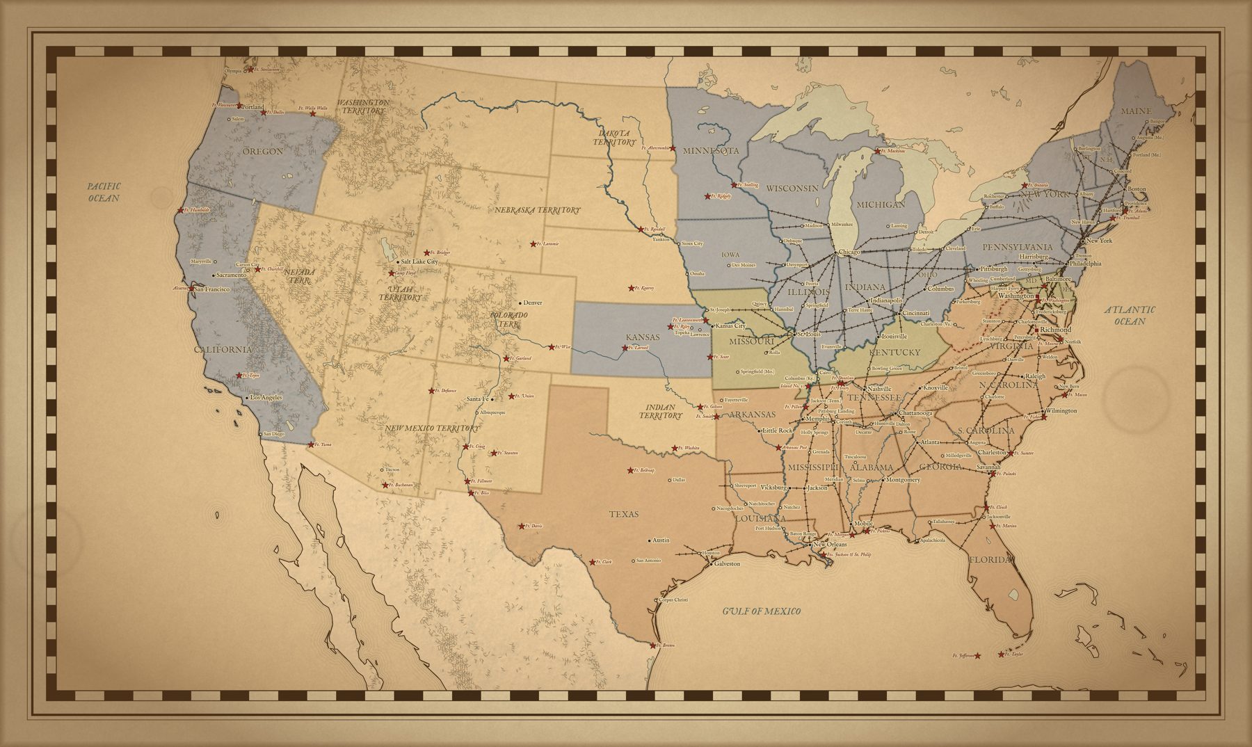 The game's 1861 campaign map